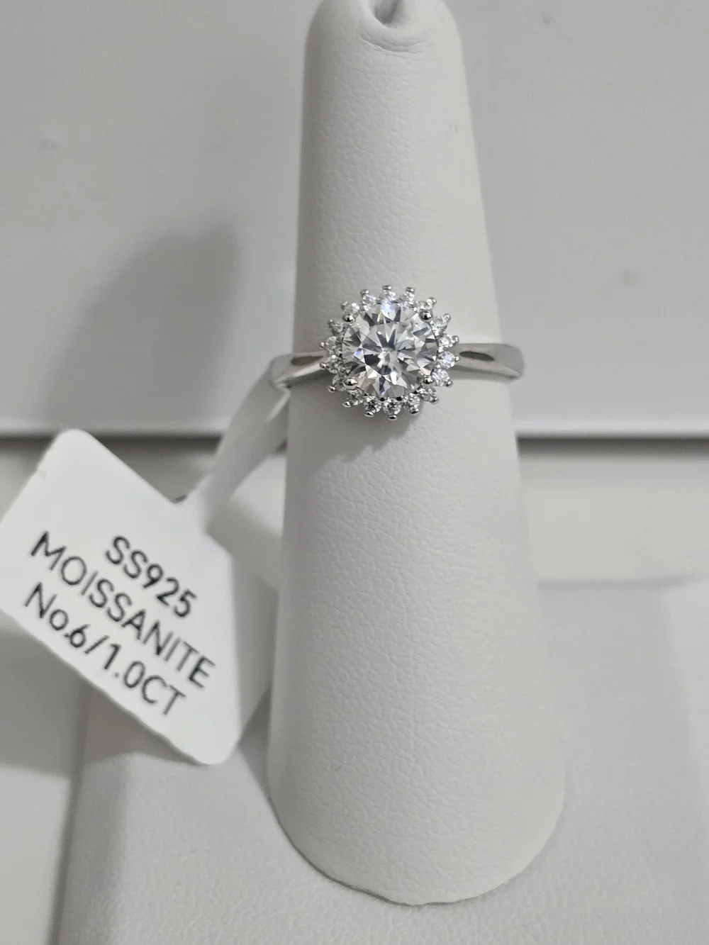 1 CT Round Moissanite Halo Ring 925 Sterling Silver Size 6